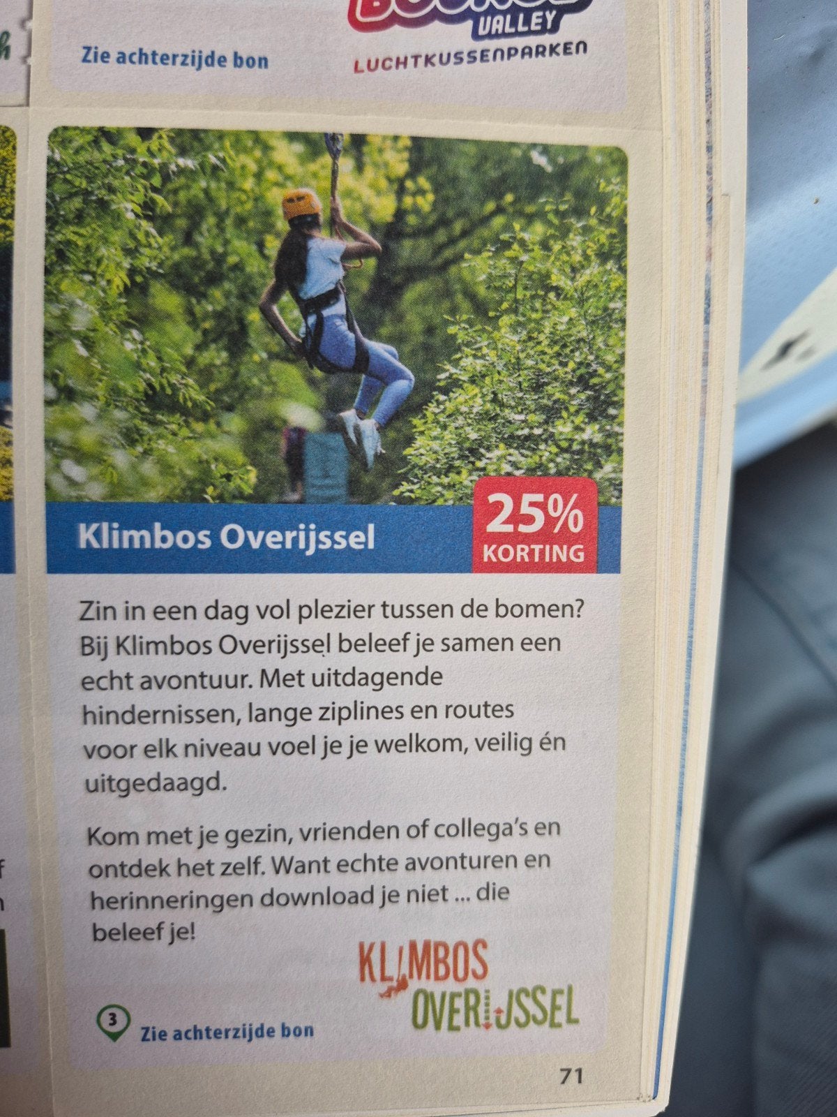 Klimbos overijssel 25% korting, Tickets en Kaartjes, Eén persoon, Kortingsbon