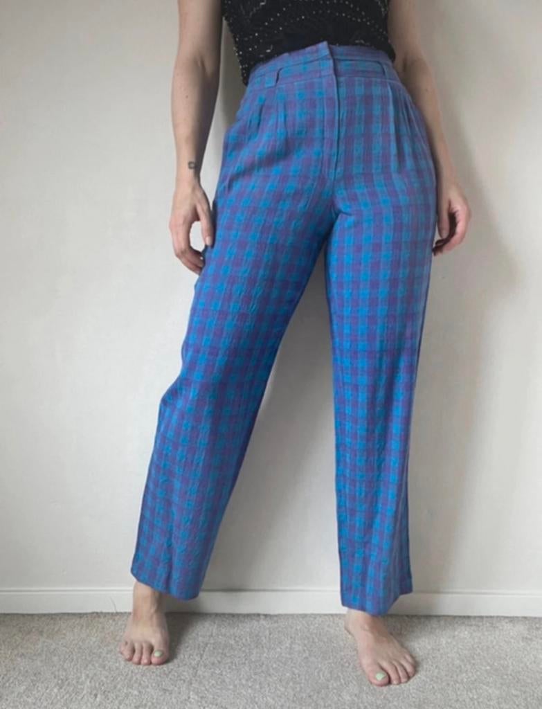 Geruite vintage broek, S/M. Geblokt checkered statement 90s, Overige kleuren, Verzenden, Vintage, Maat 36 (S)