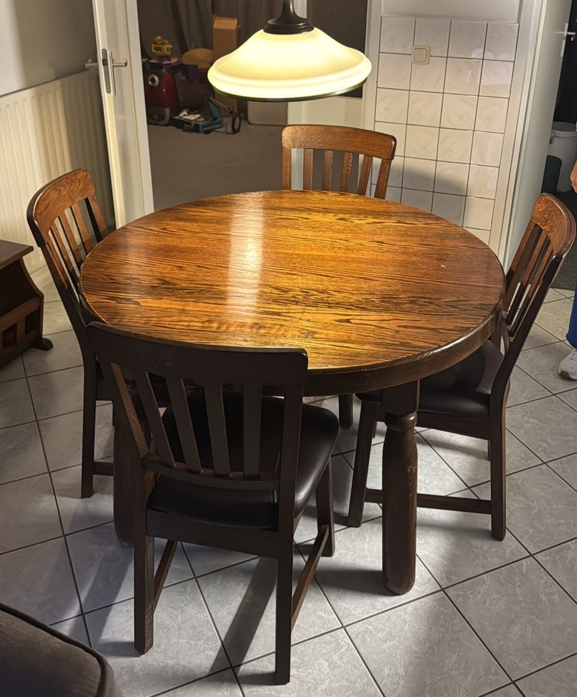 eettafel met stoelen, Ophalen, Gebruikt, 100 tot 150 cm, 100 tot 150 cm