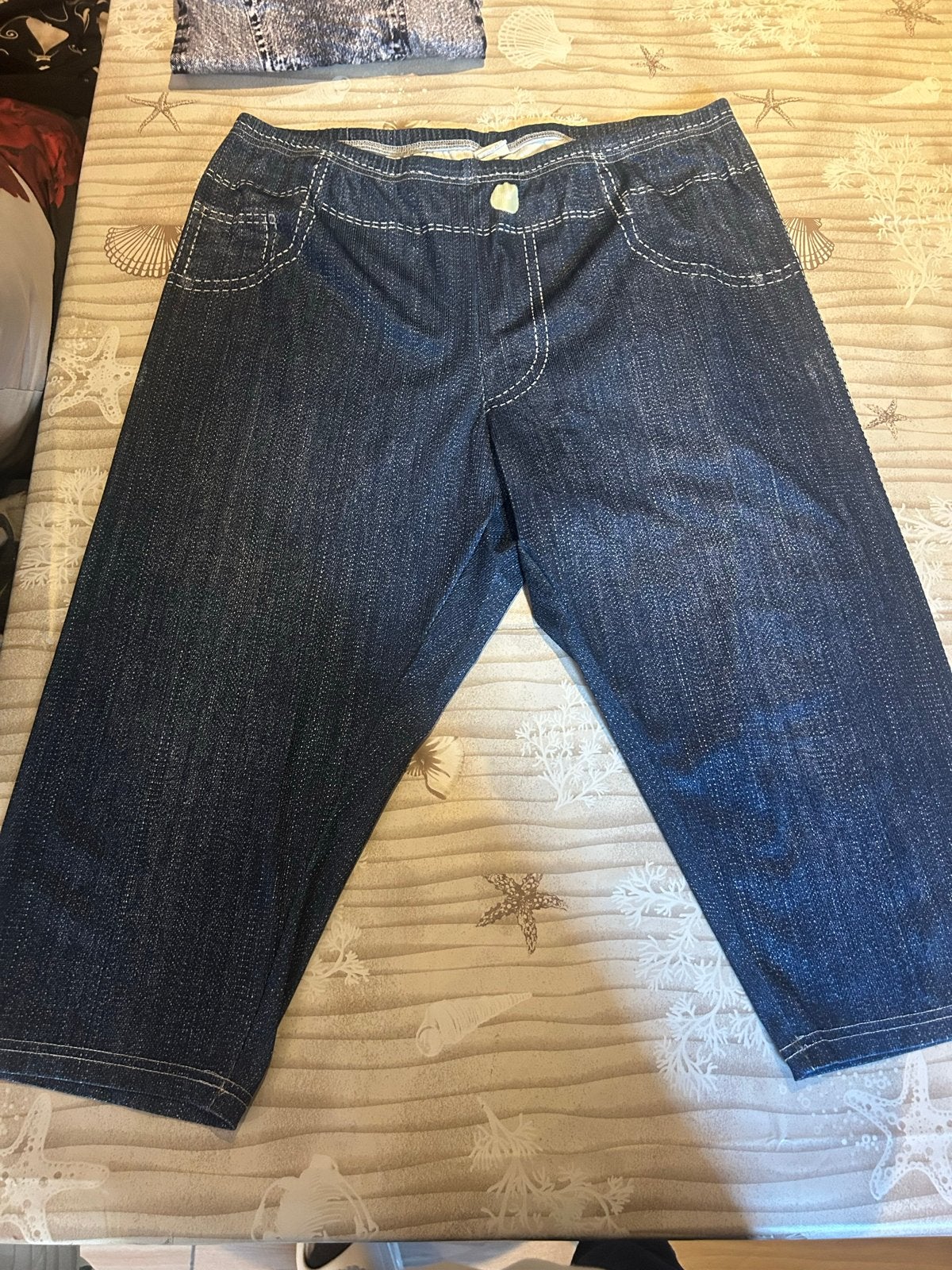 Capri Legging met Jeansprint - Maat 4XL, Blauw, Maat 46/48 (XL) of groter, Ophalen of Verzenden, Zo goed als nieuw