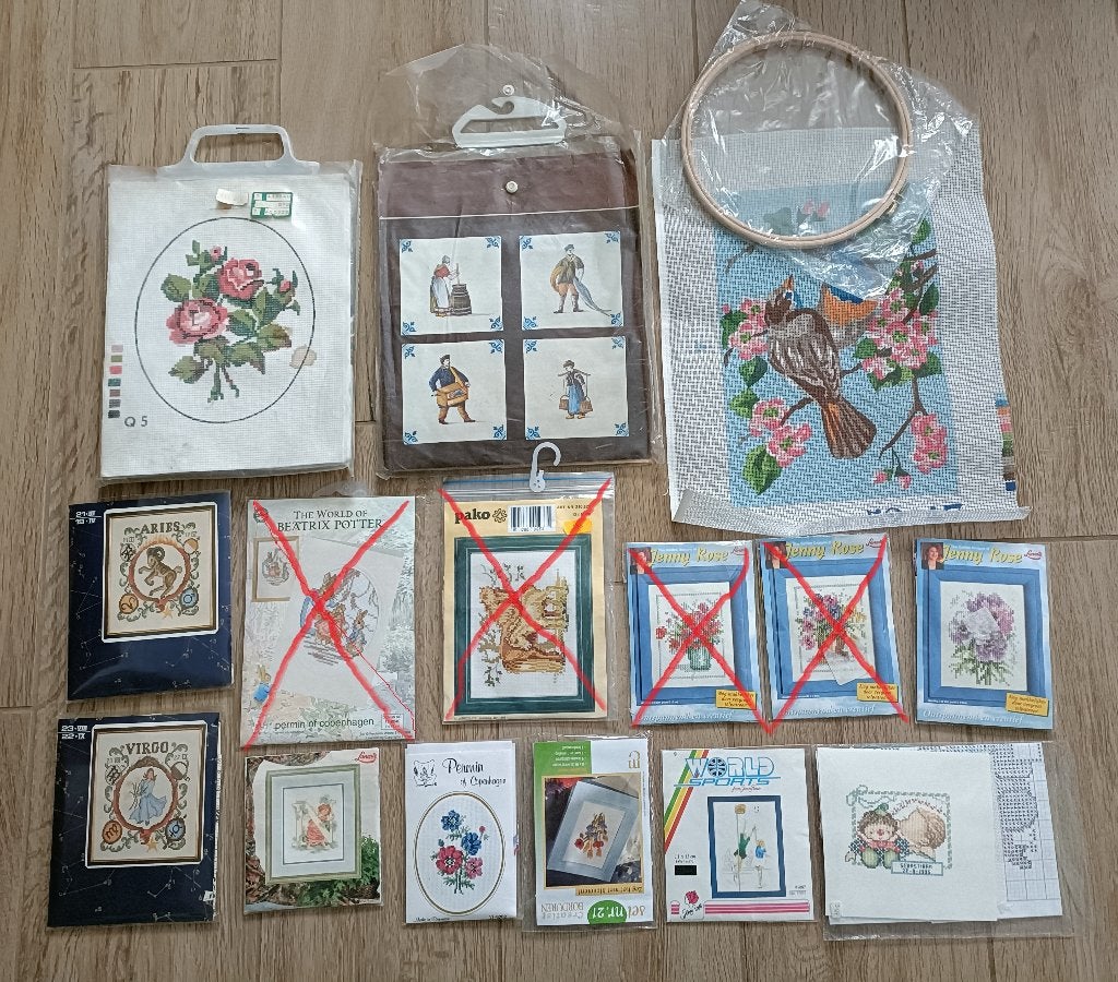 12 Complete borduurpakketten + stramien + borduur ring (C), Ophalen of Verzenden, Nieuw, Handborduren, Borduurpakket