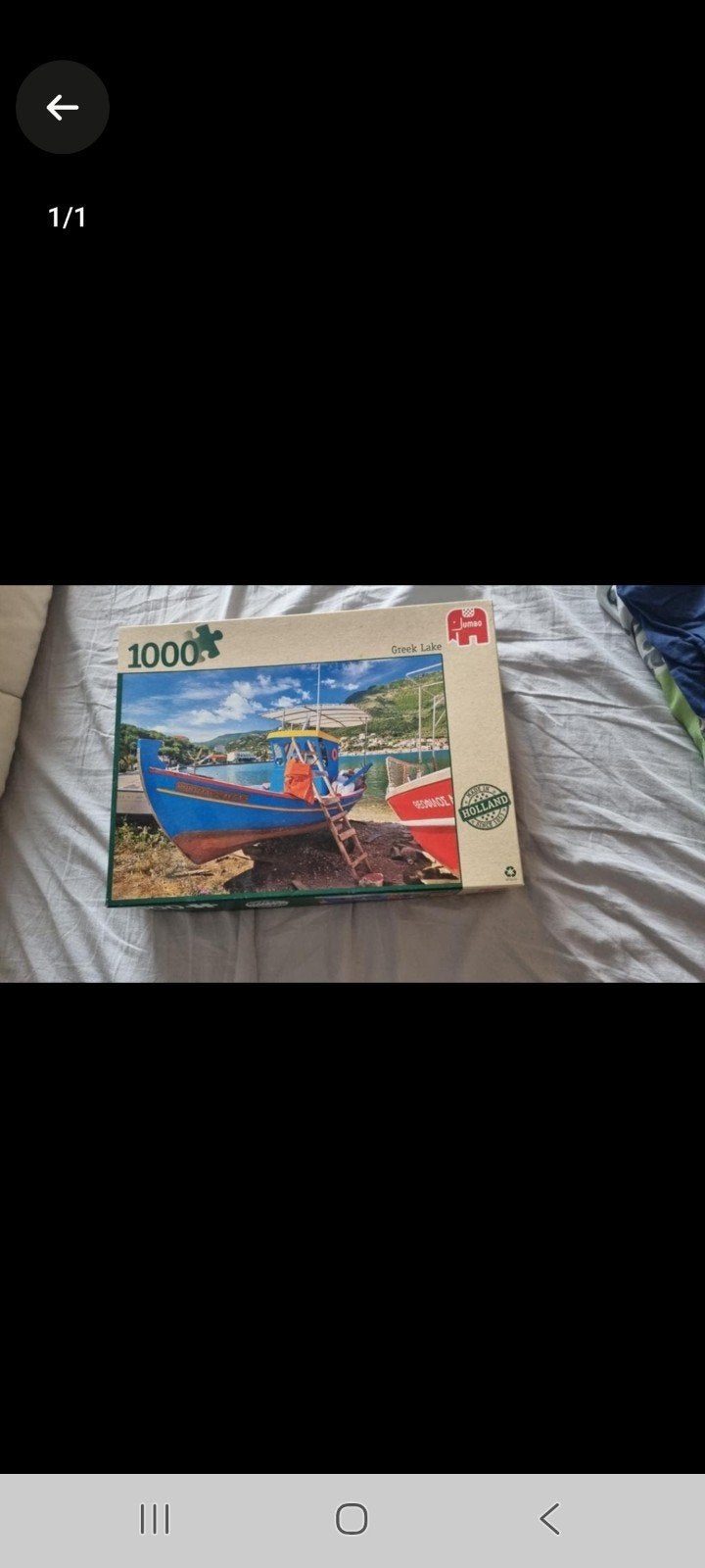 Jumbo Legpuzzel 1000 stukjes Grieks landschap boten, Ophalen of Verzenden, 500 t/m 1500 stukjes, Gebruikt, Legpuzzel