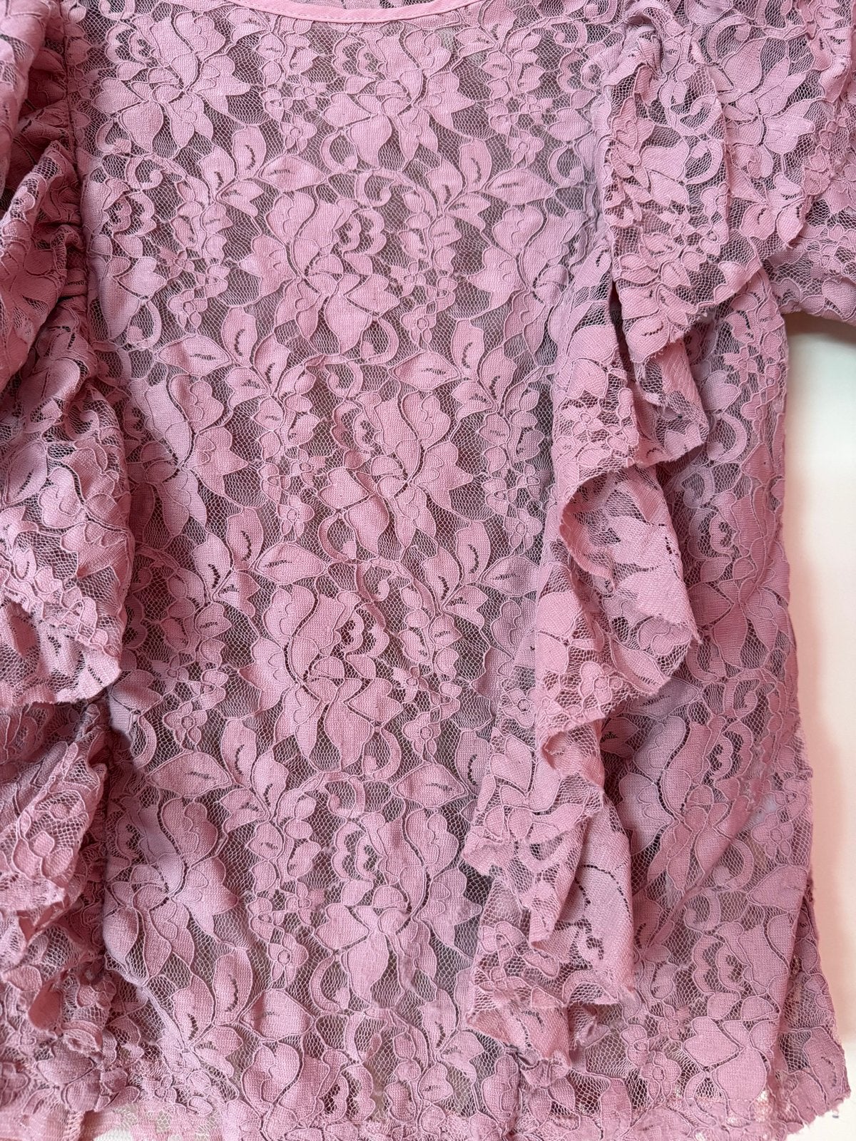 Costes Rebel Roze Kanten Top met Ruches Maat M, Maat 38/40 (M), Ophalen of Verzenden, Zo goed als nieuw, Korte mouw