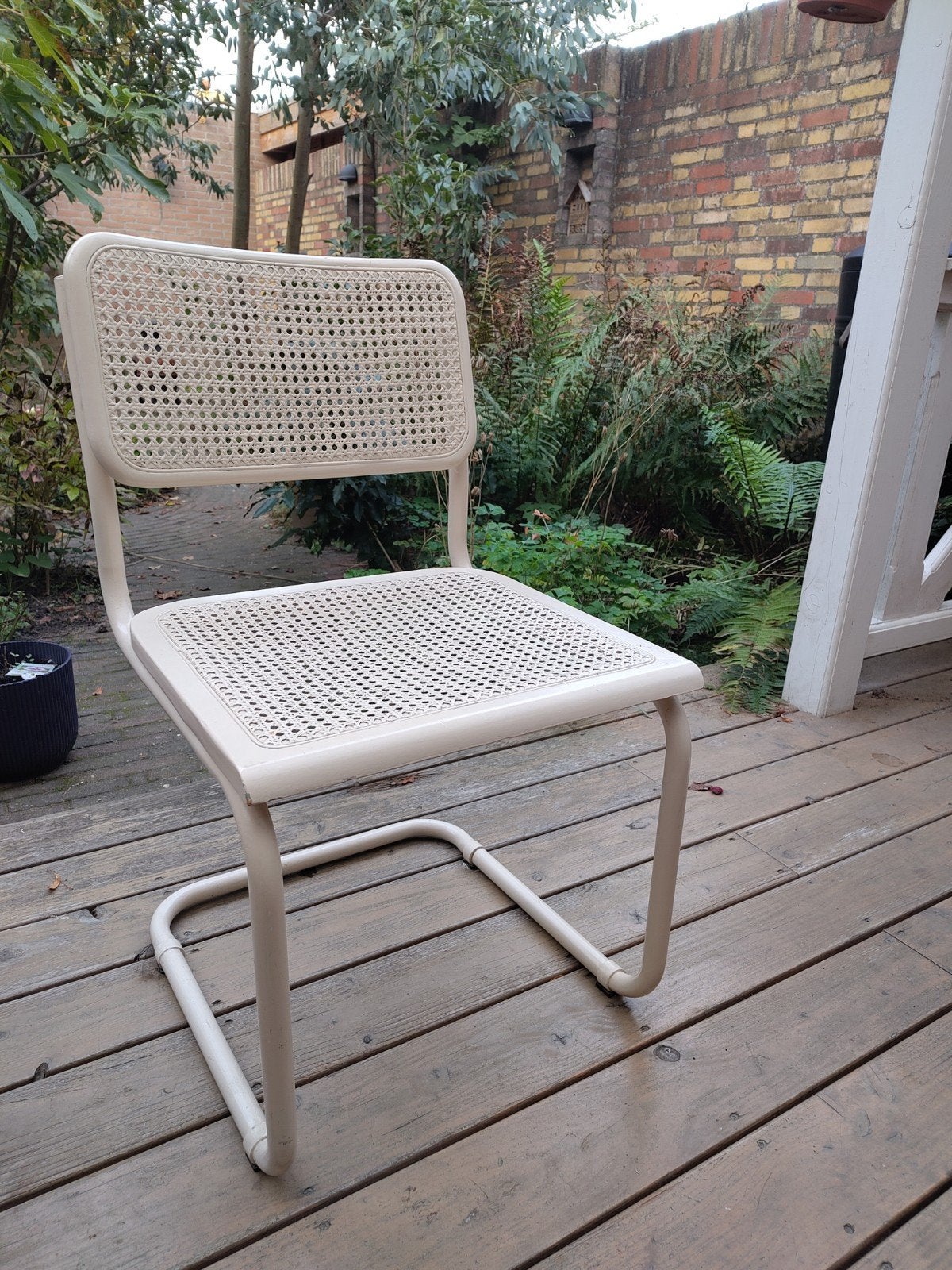 2x Witte buisframe stoelen met webbing, Ophalen, Gebruikt, Twee, Wit