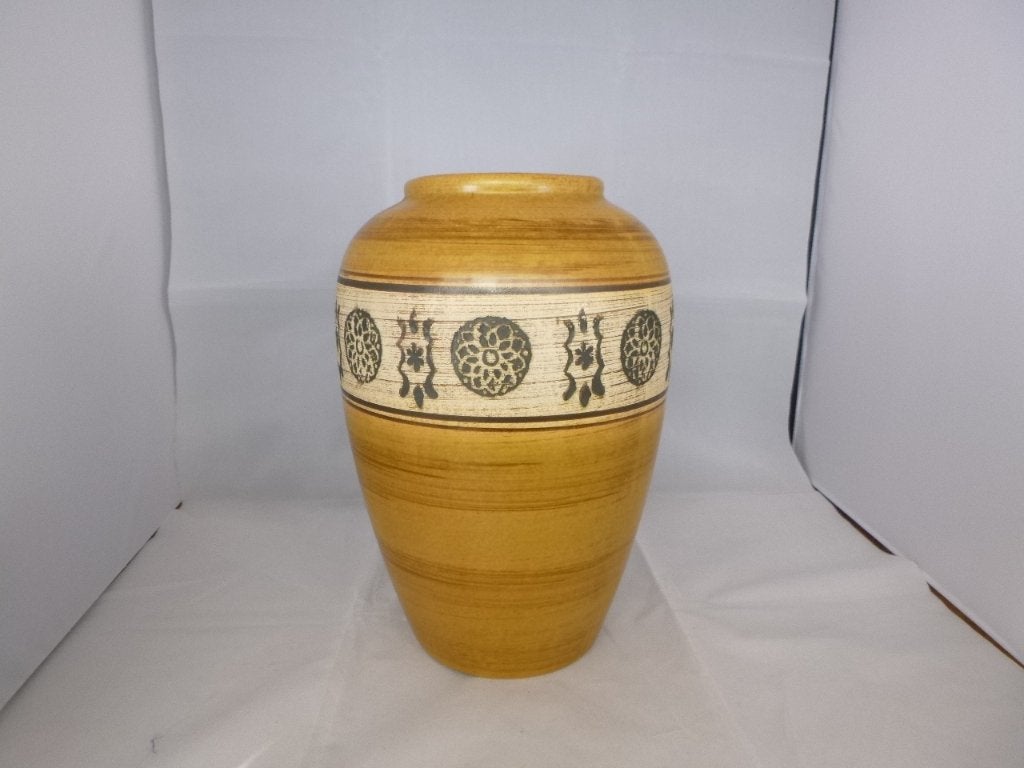 prachtige vintage vaas met ethnic-print, jaren '50, Ophalen of Verzenden