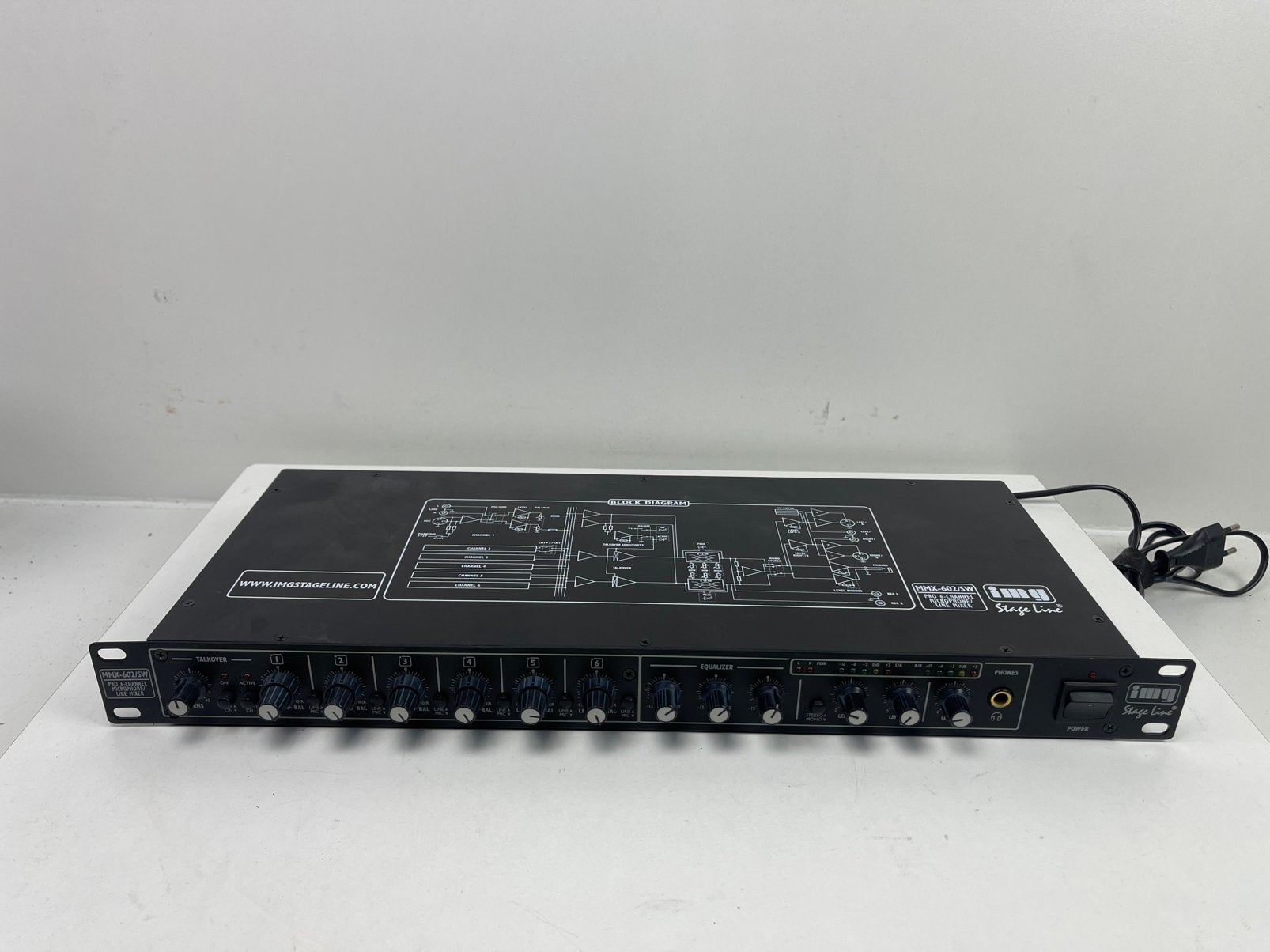 STAGELINE MMX 602 SW Rackmixer / Norm €407,00 nu €130,00 TOP, Ophalen, Zo goed als nieuw, 5 tot 10 kanalen, Microfooningang