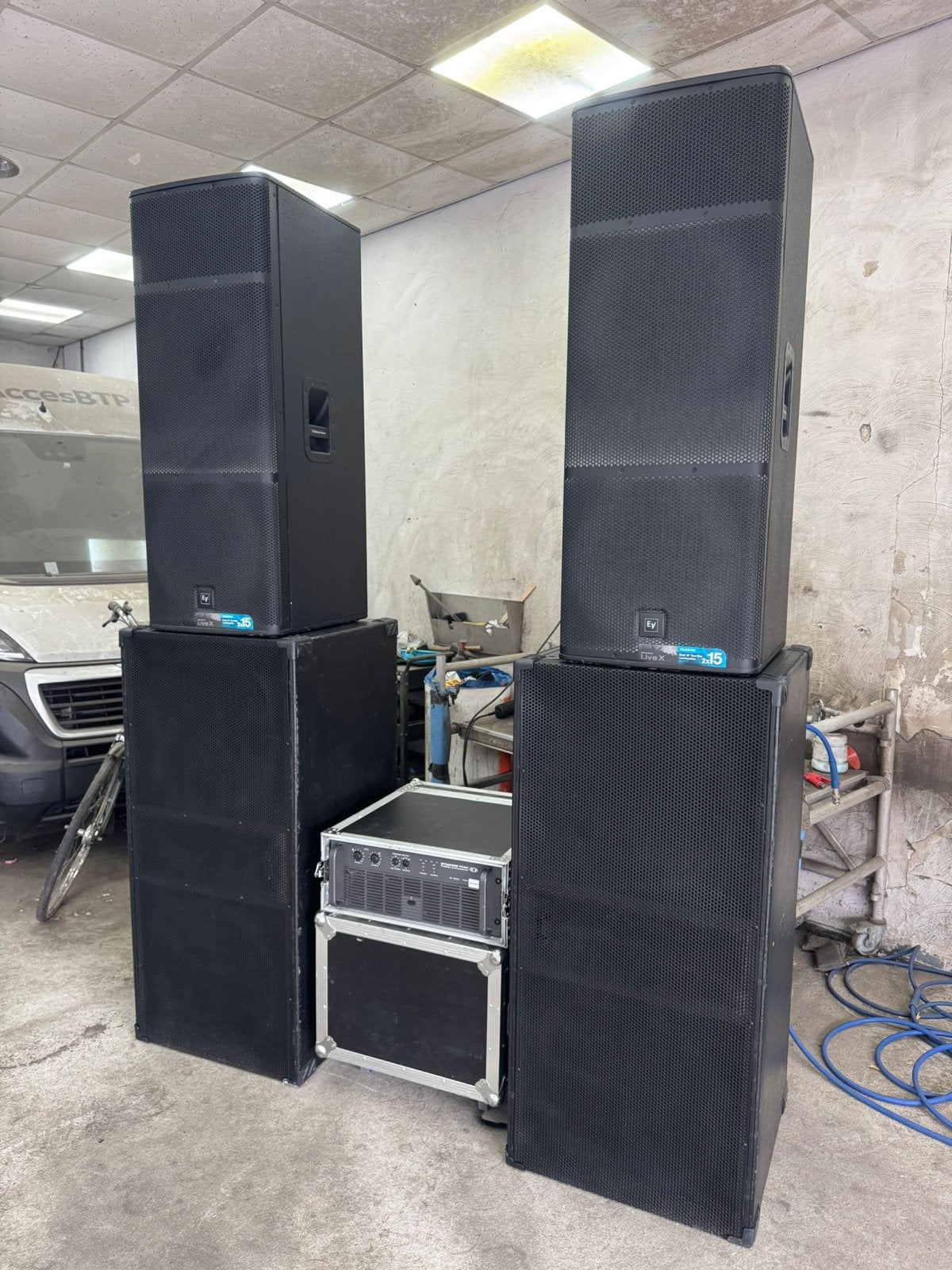 Complete PA-set: EV Live X speakers met Dynacord PM 2600, Ophalen, Gebruikt, 1000 watt of meer, P.A.
