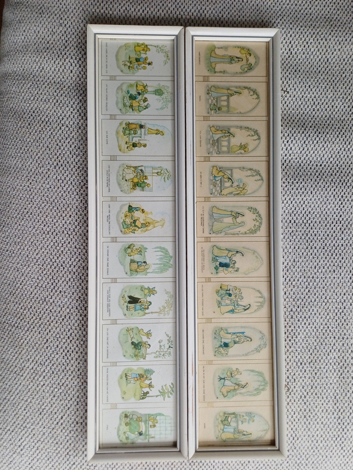Set van 2 ingelijste vintage kinderprenten, Ophalen of Verzenden