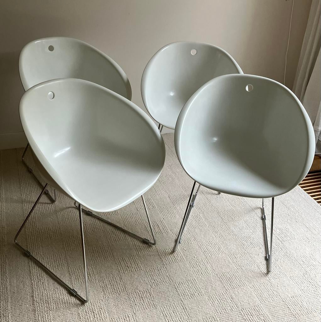 Pedrali Gliss, 4 stuks eetkamerstoelen, Ophalen, Kunststof, Gebruikt, Wit