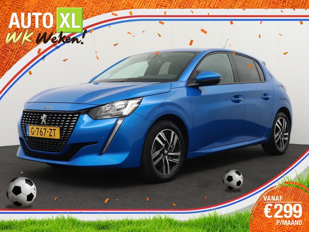 Peugeot 208 1.2 101 PK Aut. Allure Camera Climate Navi 16'LM, Auto's, Peugeot, 101 pk, Gebruikt, Blauw, Leder en Stof
