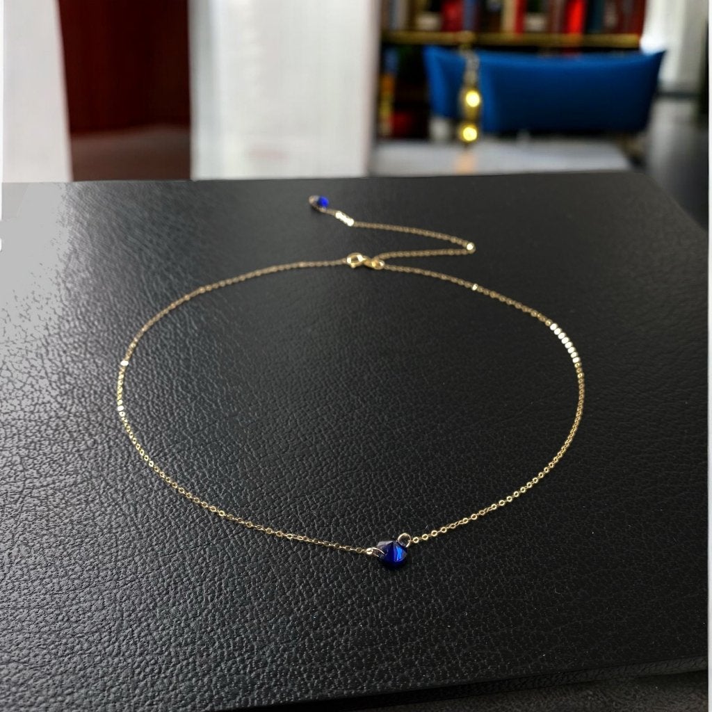 Ketting saffier goud 18K, Sieraden, Tassen en Uiterlijk, Kettingen, Blauw, Ophalen of Verzenden, Zo goed als nieuw, Met edelsteen