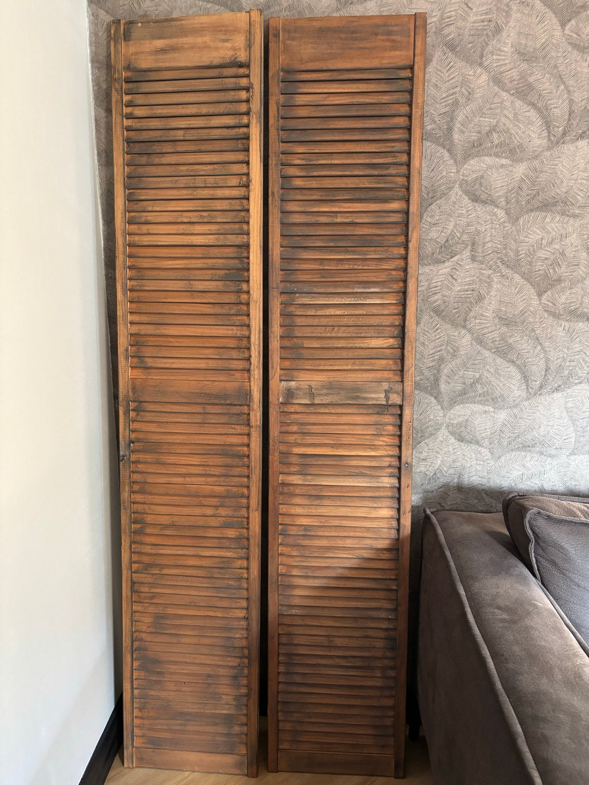 Houten Louvredeuren - Set van 2, Ophalen, Gebruikt, 80 tot 100 cm, 215 cm of meer