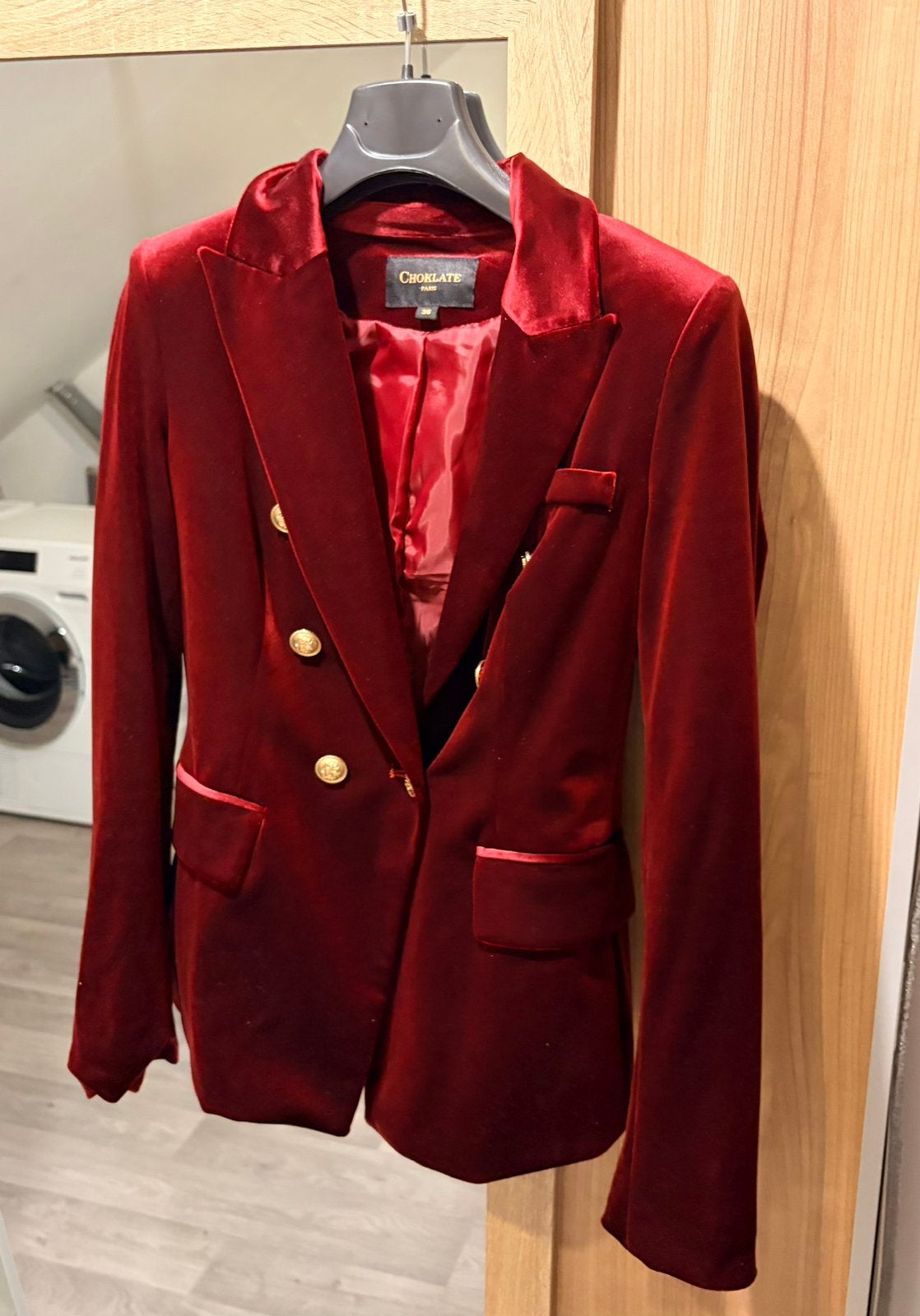 Rode velours blazer Choklate, Nieuw, Ophalen of Verzenden, Jasje, Maat 36 (S)