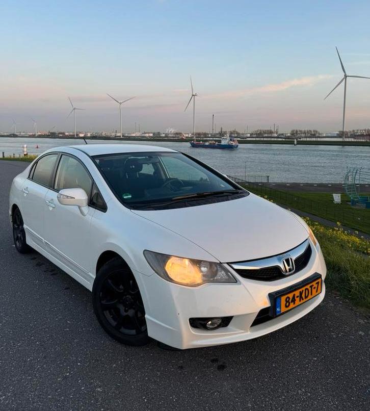 Honda Civic 1.3 Vtec Nieuw Hybrid batterij 2009 Wit sport, Auto's, Honda, Stof, Zwart, Wit, Origineel Nederlands