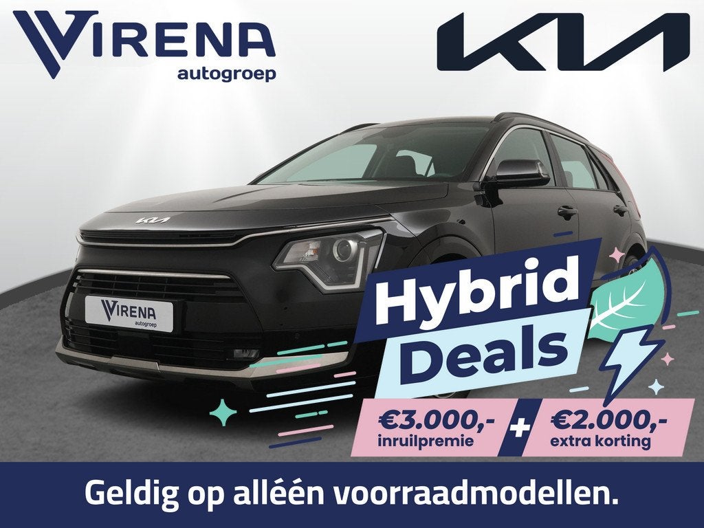 Kia Niro 1.6 GDi Hybrid DynamicLine - €5.000,- voordeel -, Auto's, Kia, 1374 kg, Zwart, Leder en Stof, Zwart