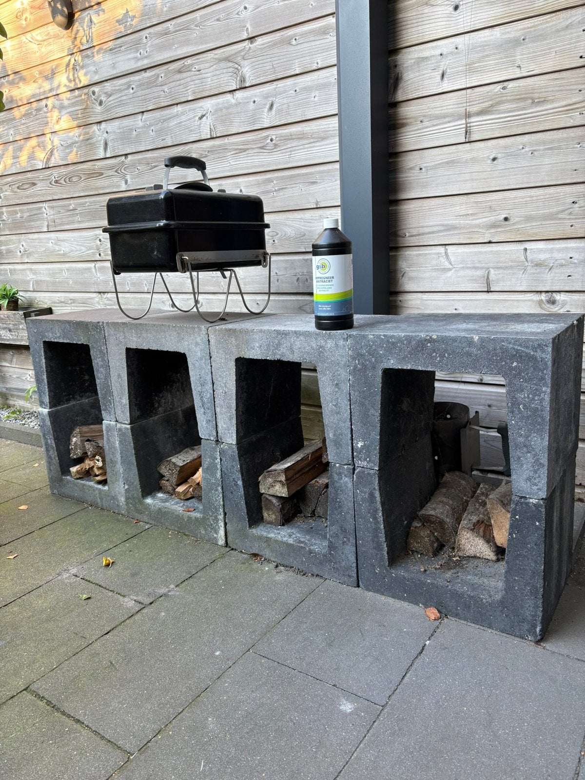 U elementen beton(11 stuks) + GSB impregneer antraciet 1ltr., Tuin en Terras, Ophalen, Gebruikt