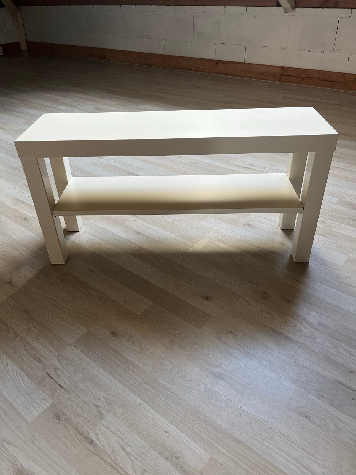 Wit houten bankje met opbergplank, Ophalen, Gebruikt, Hout