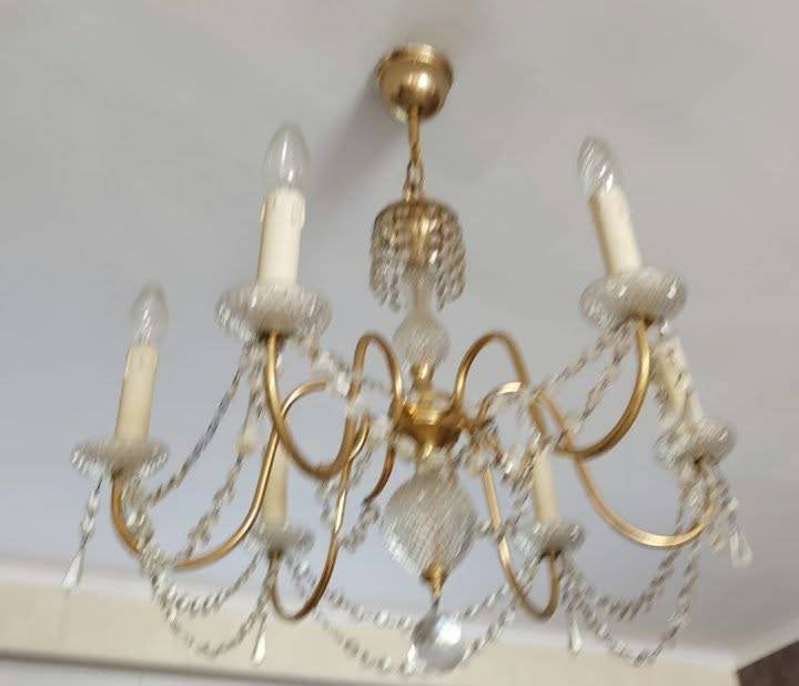 Plafondlamp kristalglas, Ophalen, Kroonluchter, Gebruikt, Vintage