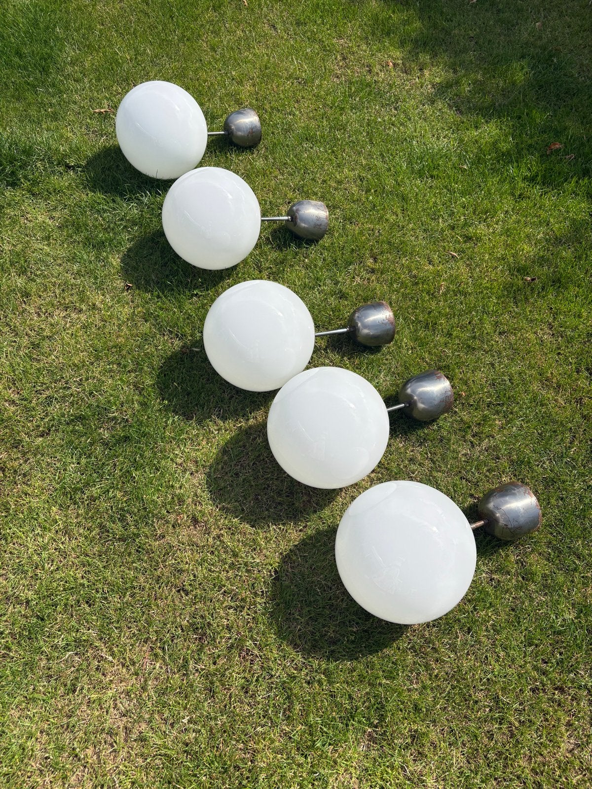 5 Bolvormige Plafondlampen -, Ophalen, Gebruikt, Glas