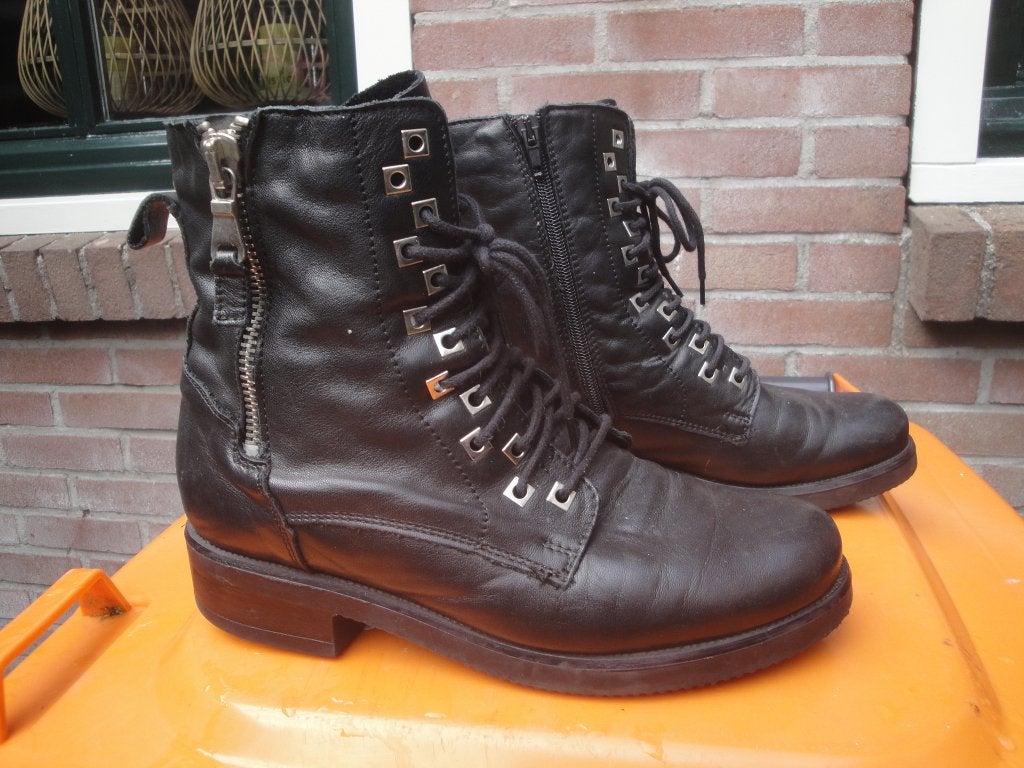 Stoere zwarte leren boots MOD-DEP maat 40, Kleding | Dames, Mod-Dep, Zwart, Lage of Enkellaarzen, Ophalen of Verzenden