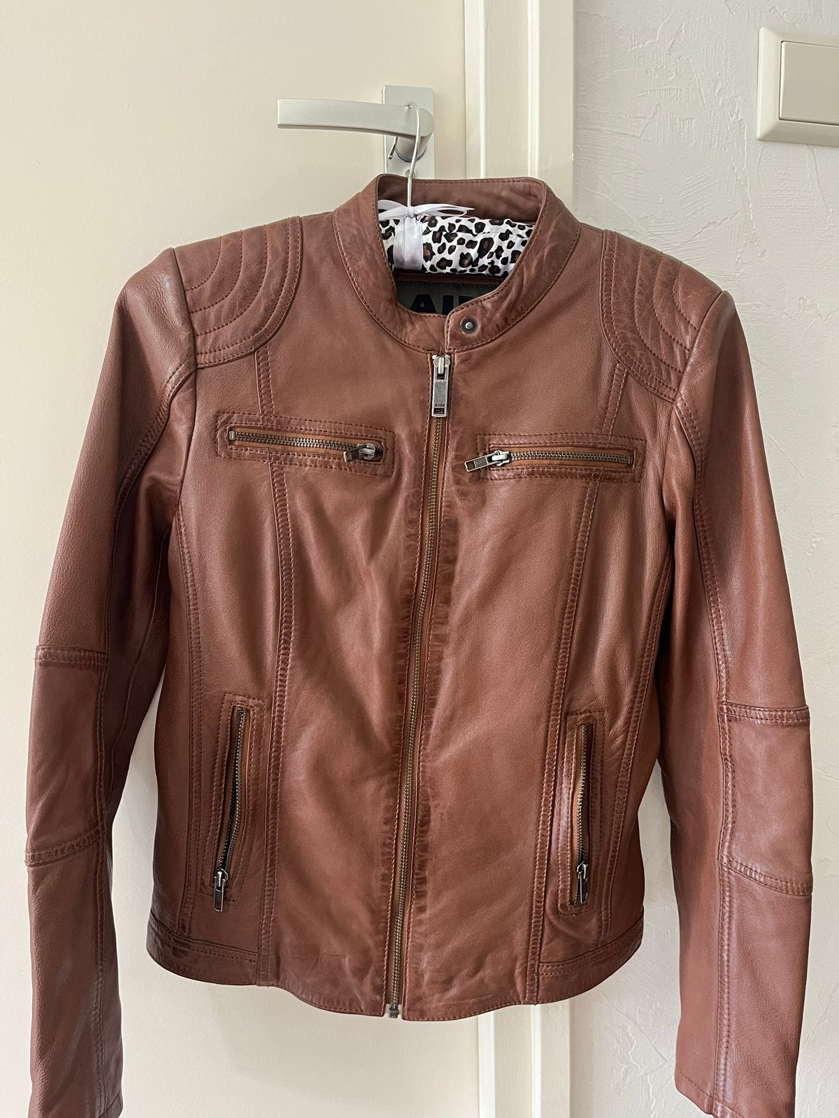 AIM cognac Leren Jasje Maat 36 1 x gedragen, Ophalen, Zo goed als nieuw, Maat 36 (S), Bruin