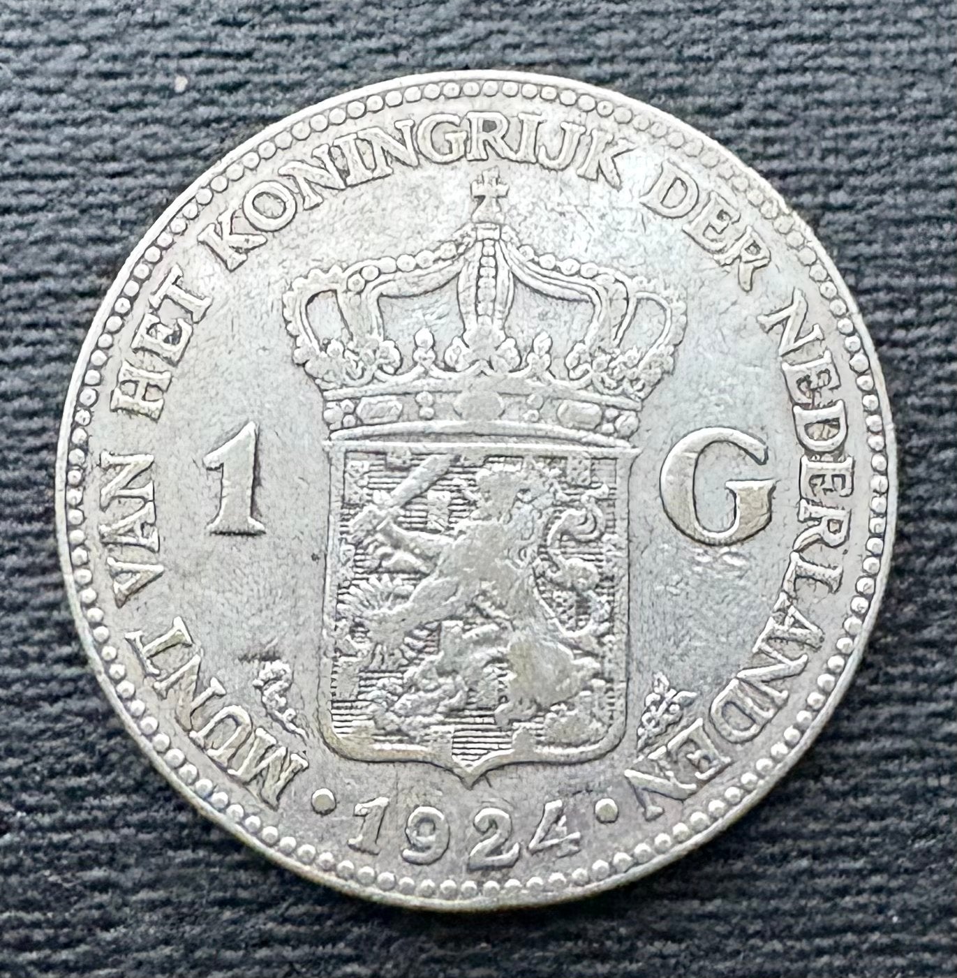 Zilveren 1 Gulden Munt Koningin Wilhelmina 1924, 1 gulden, Zilver, Ophalen of Verzenden, Koningin Wilhelmina