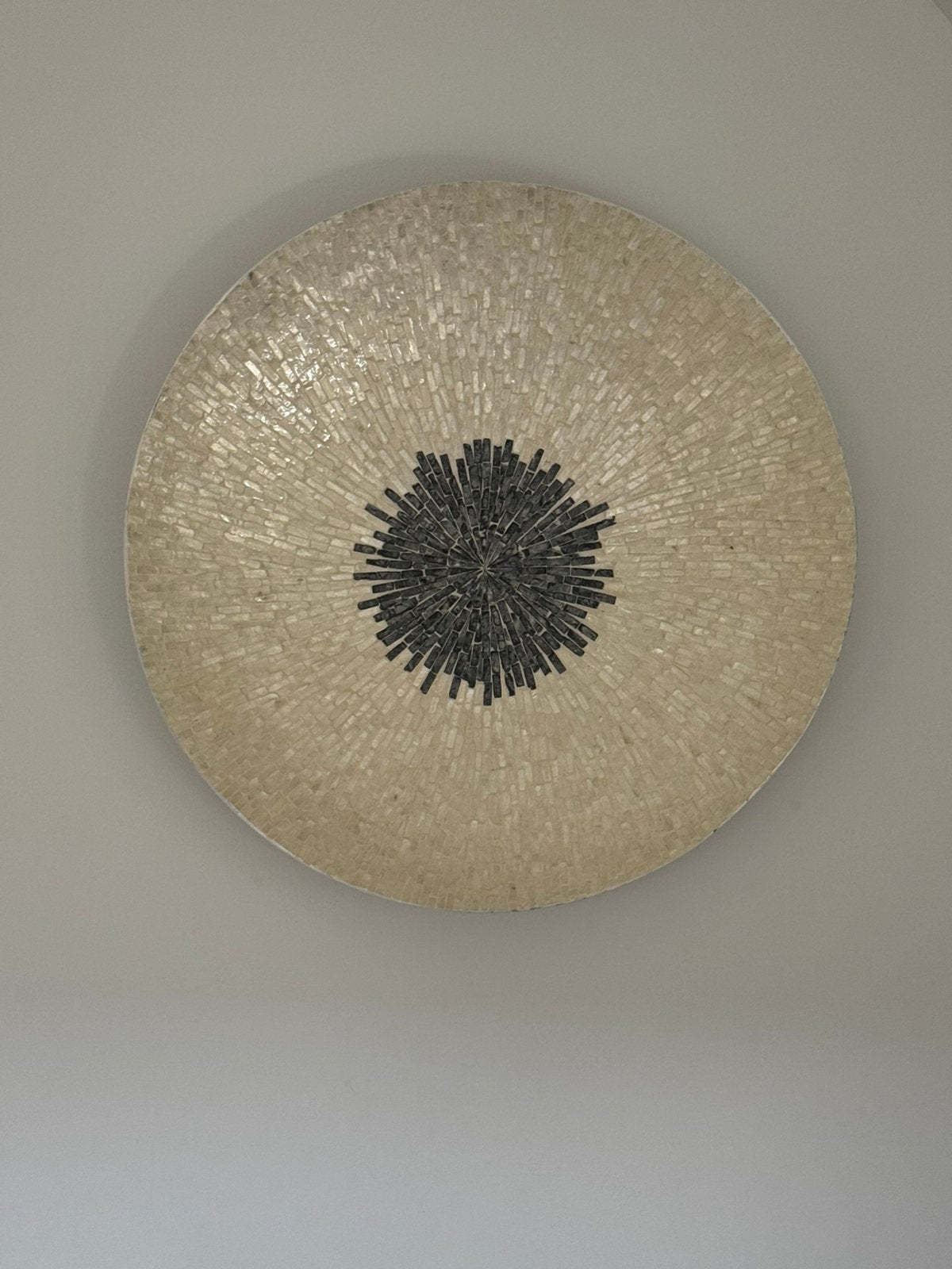 PTMD Rond Wandpaneel Bamboo 90 cm  - Wit, Ophalen, Zo goed als nieuw