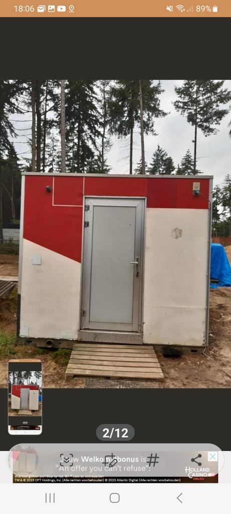Schaftkeet bouwkeet incl. Toilet, keuken en materiaalkast, Ophalen, Gebruikt, Toilet