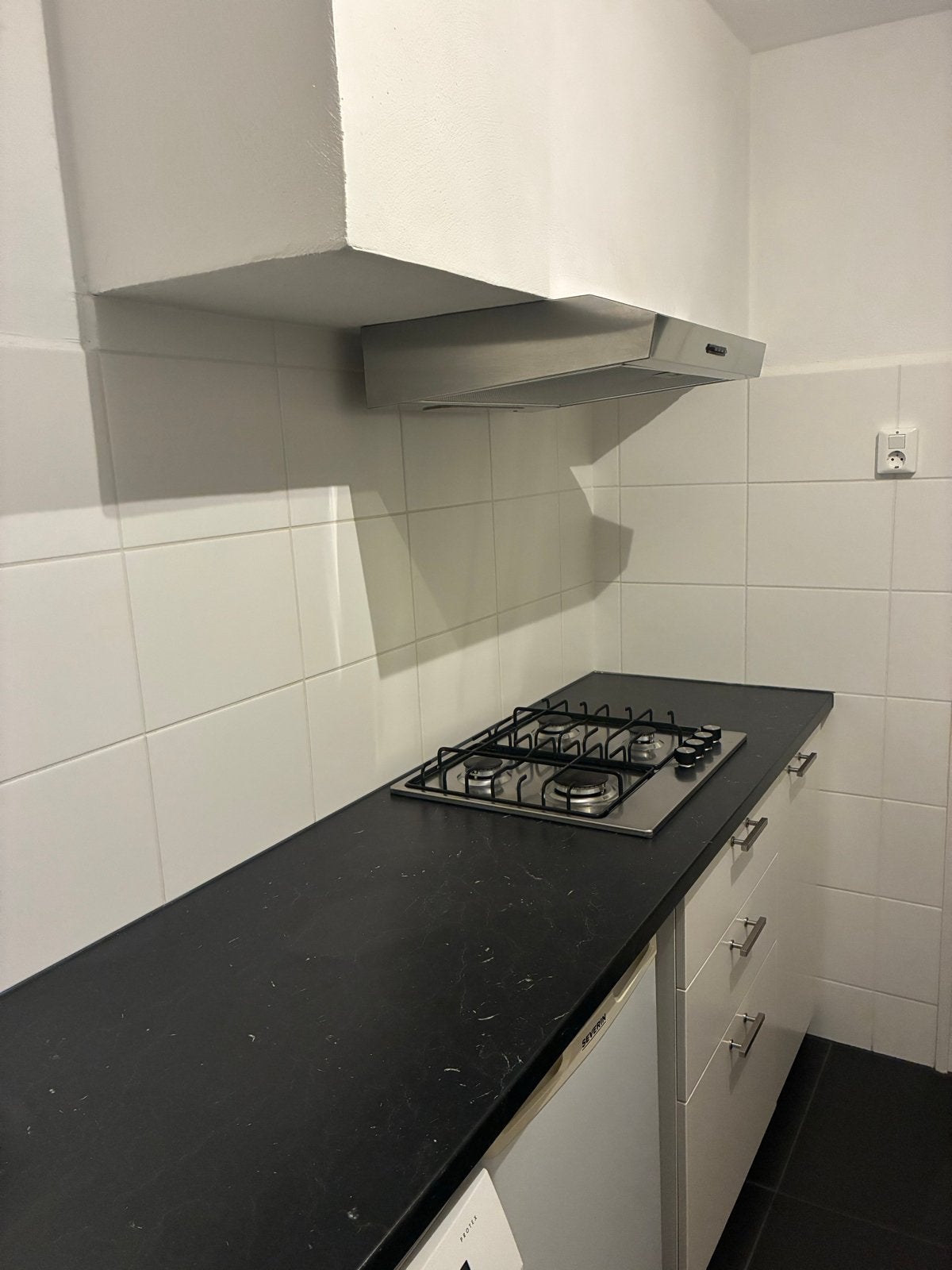 Complete keuken met gasfornuis en afzuigkap, Ophalen, Gebruikt, Wit, Enkelwandige keuken