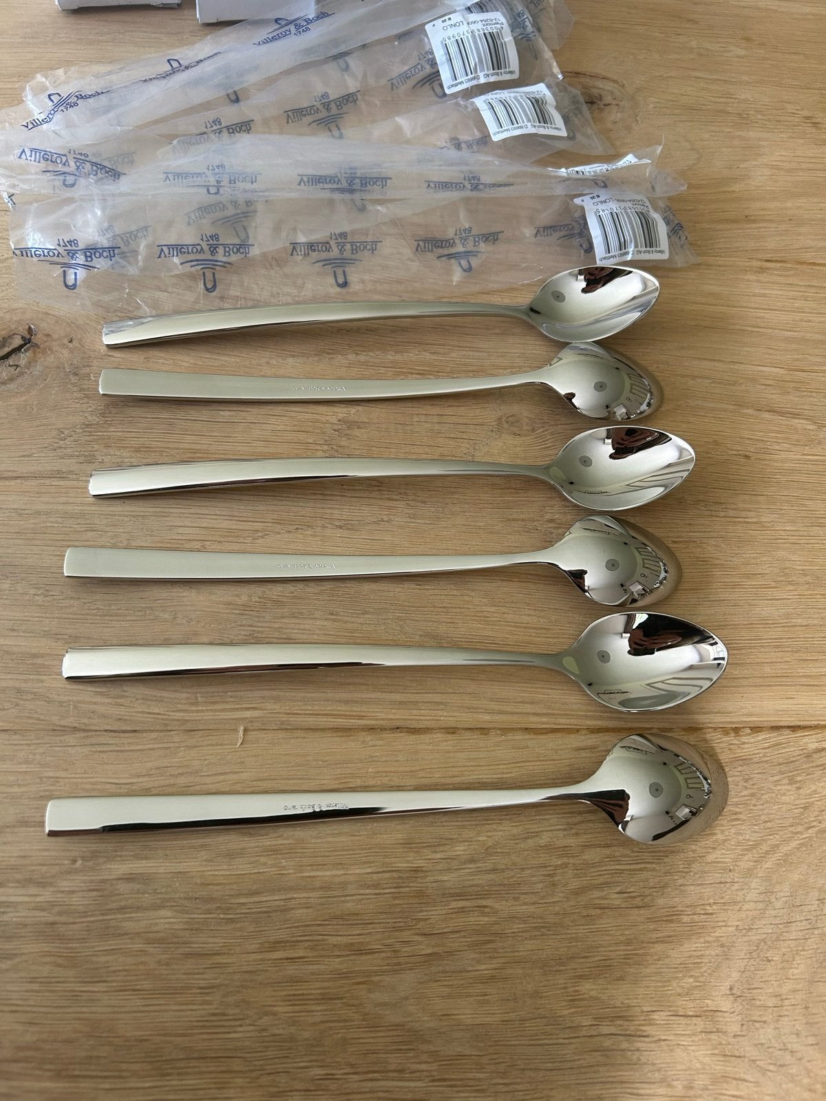 Nieuwe Villeroy en Boch Piemont Longdrinklepels (4x 6 stuks), Ophalen of Verzenden, Nieuw, Rvs of Chroom, Los bestek
