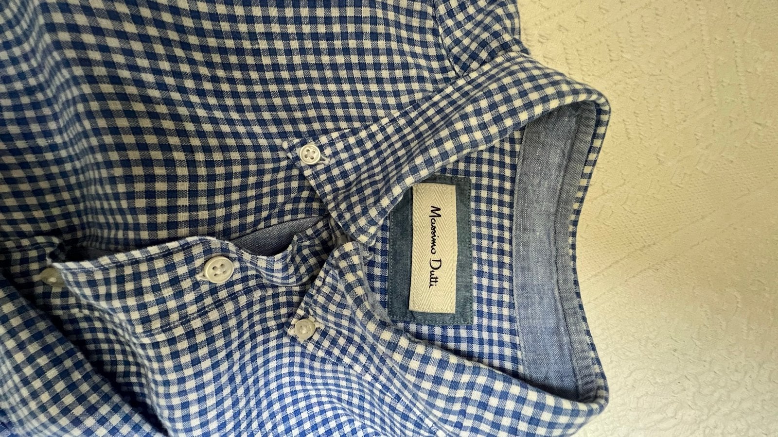Massimo Dutti Geruit Overhemd - Blauw/Wit, Kleding | Heren, Ophalen, Zo goed als nieuw, Blauw, Overige halswijdtes