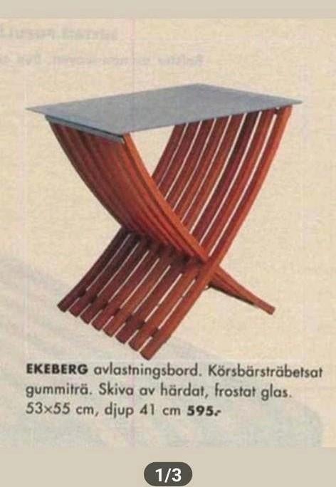 Vintage IKEA Ekeberg bijzettafel - Kersen & Glas, Ophalen, Minder dan 45 cm, Gebruikt, 55 tot 75 cm