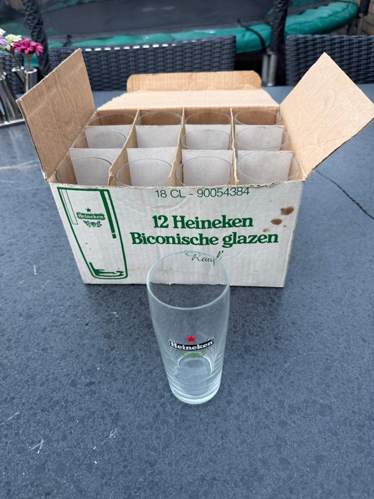 Heineken Biconische Glazen - Set van 12, Nieuw, Ophalen of Verzenden, Meerkleurig, Overige merken