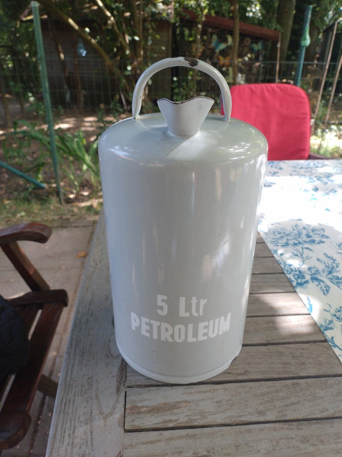 Vintage 5 Liter Petroleum Kan - Wit Emaille, Ophalen of Verzenden