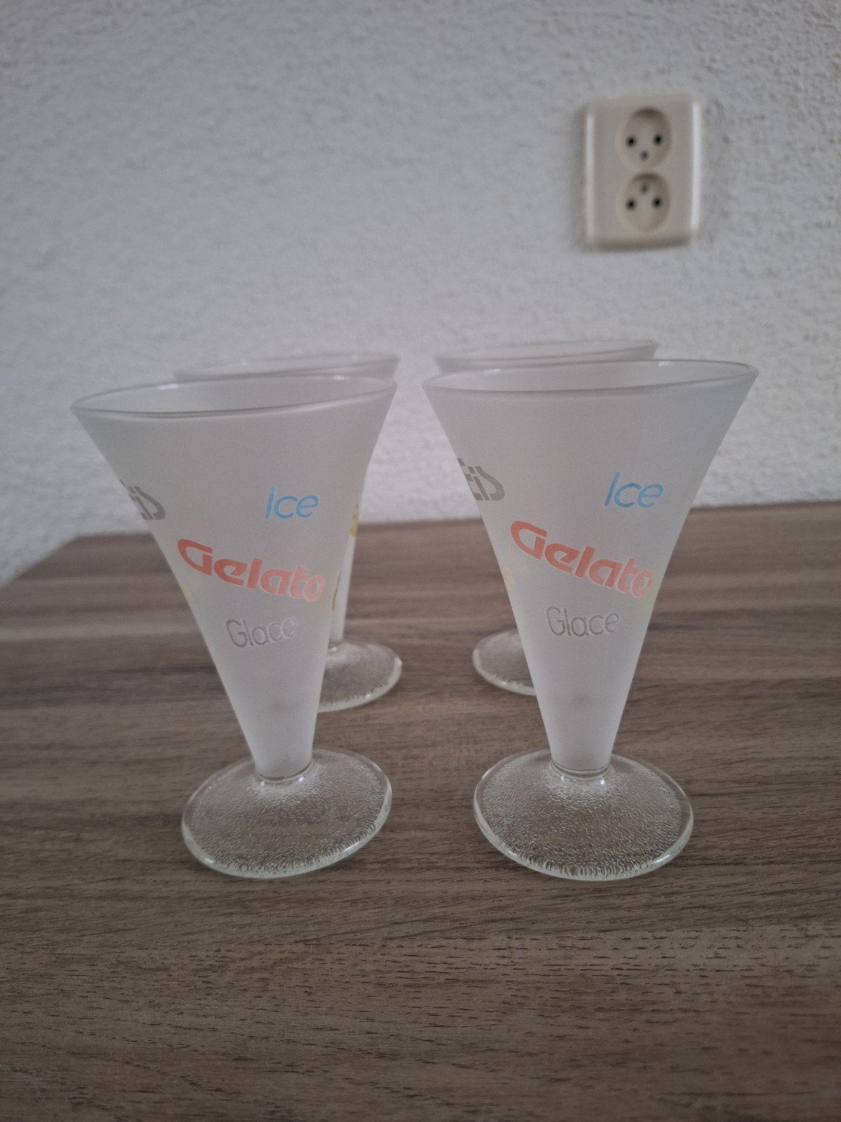 4 mat glazen sorbetglazen - Zeer goede staat, Ophalen, Zo goed als nieuw, Glas