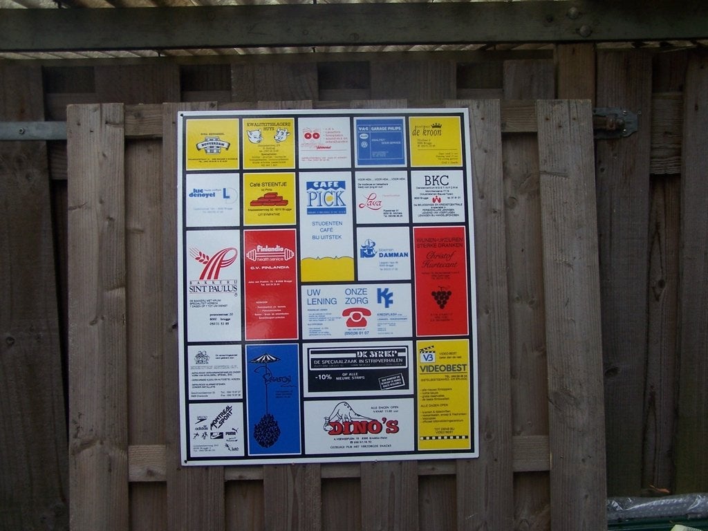 emaille reclame-bord gemaakt door Langcat Bussum., Verzamelen, Ophalen, Zo goed als nieuw, Reclamebord