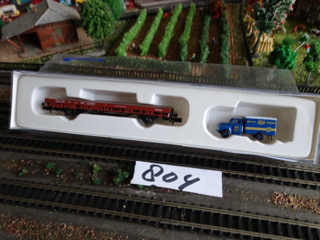 N-Spoor: HOBBYTRAIN H23815, adv 804, Flachwagen DB, Ep 3., Hobby en Vrije tijd, Modeltreinen | N-Spoor, Overige merken, Gelijkstroom of Wisselstroom
