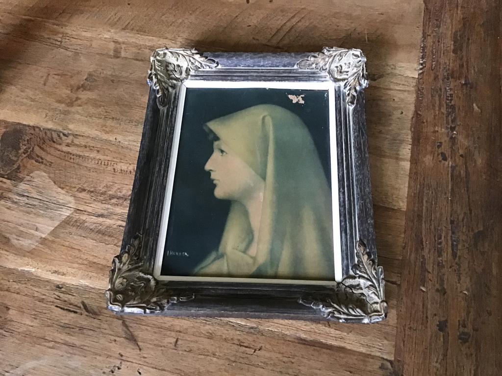Prachtige barokke lijst met repro heilige Fabiola, Ophalen of Verzenden, Hout, Minder dan 50 cm