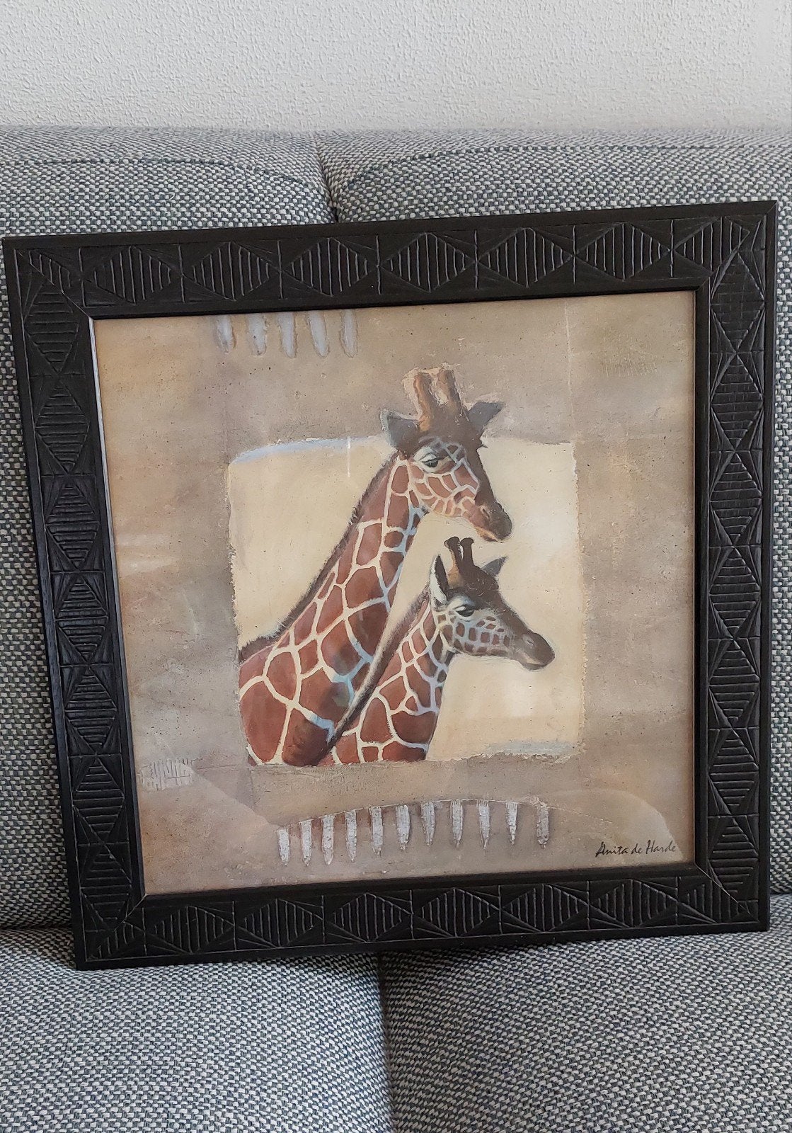 Giraffen en Cheeta's - Anita de Harde, Hout, Ophalen of Verzenden, Dieren, Ingelijst