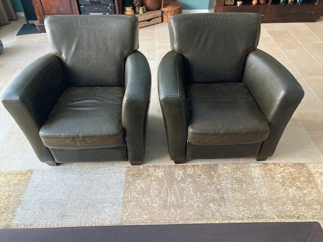 Leren fauteuils, Ophalen, Gebruikt, 75 tot 100 cm, Leer