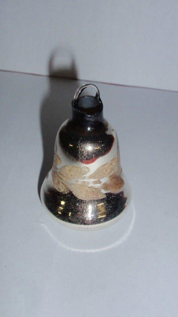 Oude glazen kerstbal zilver en wit Ajeko klokje gesloten, Diversen, Kerst, Ophalen of Verzenden, Gebruikt