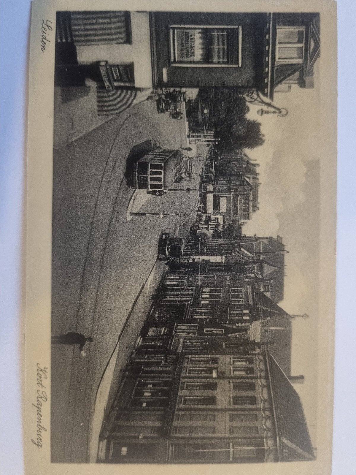 Leiden Kort Rapenburg met oude tram, J.Sleding, Ophalen of Verzenden