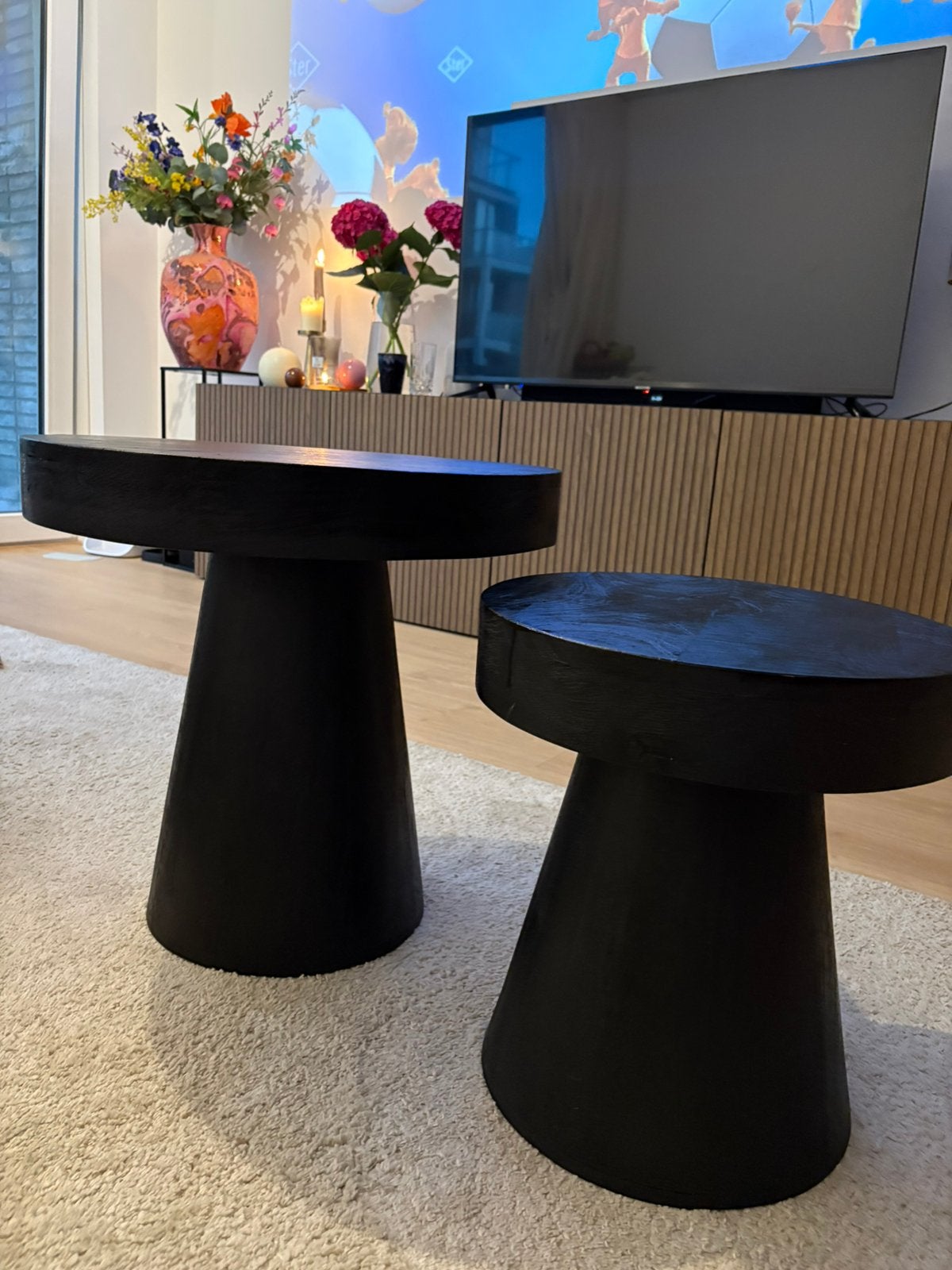 Japandi salontafels, Minder dan 55 cm, Rond, Zo goed als nieuw, Ophalen