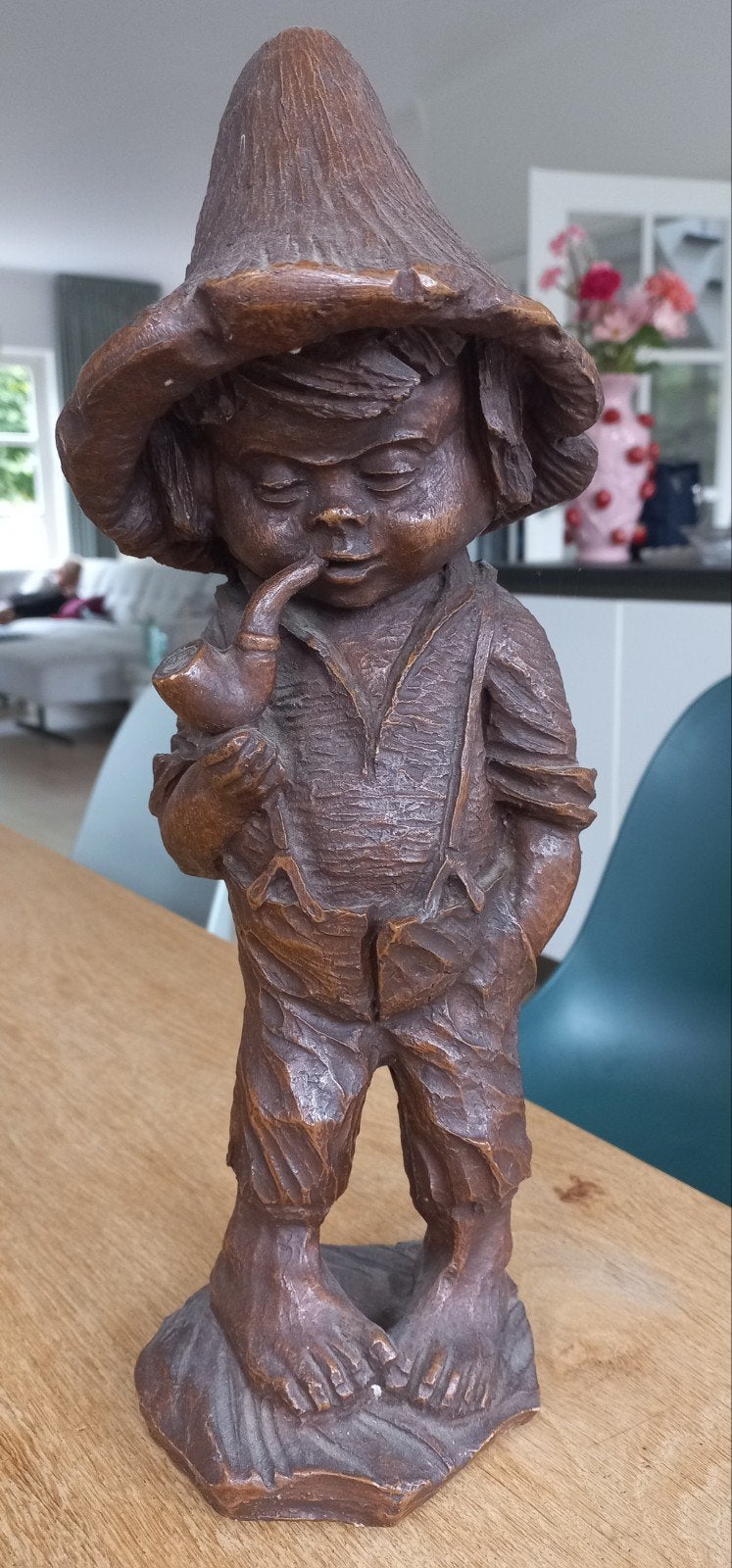 Vintage Gipsen Beeldje Rokende Jongen - Anton Perree #209, Antiek en Kunst, Ophalen