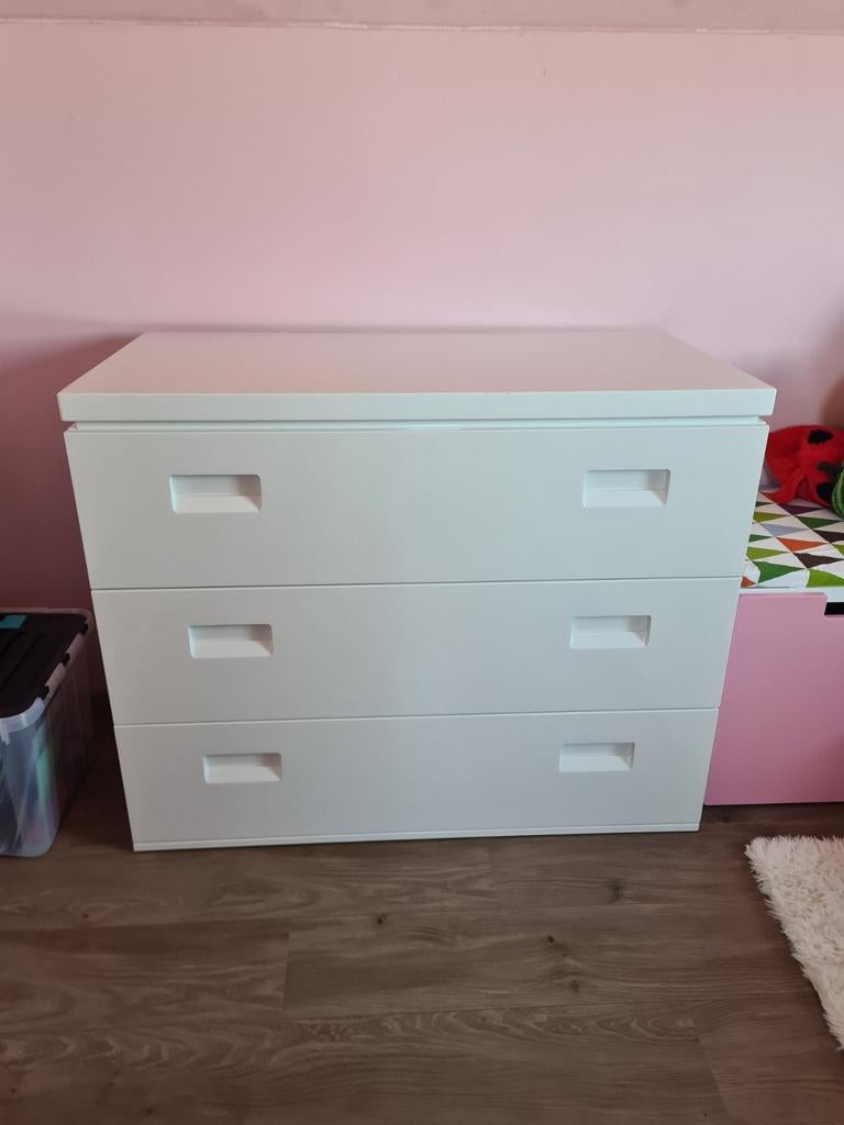 Witte hoogglans Commode 110x90x55, Ophalen, Gebruikt, 50 tot 70 cm, 100 cm of meer