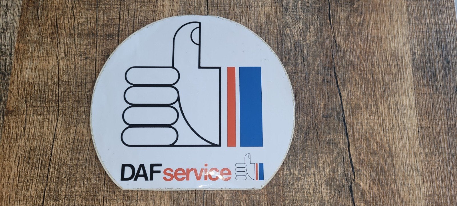 Vintage DAF Servicesticker op schutvel. Uniek Verzamelobject, Ophalen of Verzenden, Gebruikt, Auto's