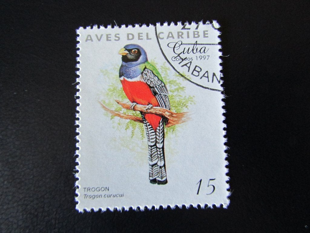 Postzegel Vogel: Blauwkruin-Trogon uit Cuba, Ophalen of Verzenden, Gestempeld, Dier of Natuur