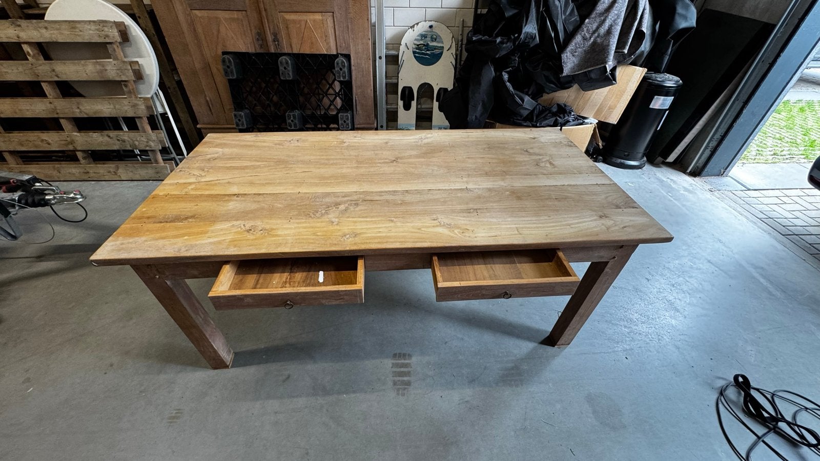 Teak Eetkamertafel 200x100 cm met Lades, Huis en Inrichting, Gebruikt, Teakhout, 150 tot 200 cm, Vier personen