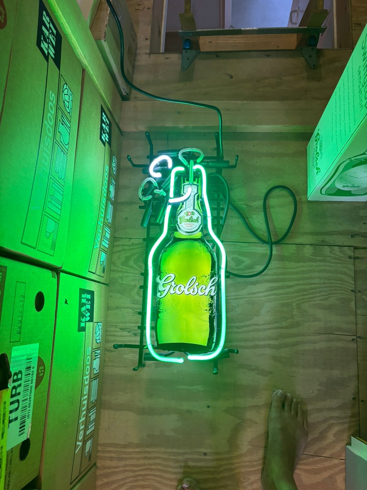 Grolsch export neon, Ophalen, Gebruikt, Reclamebord, Plaat of Schild, Grolsch