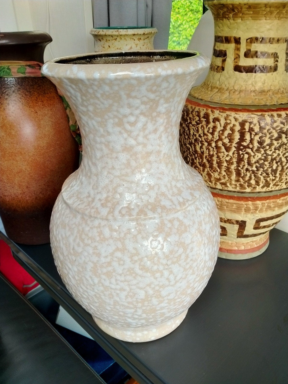 Vintage West Germany vaas met bloemmotief, Antiek en Kunst, Ophalen